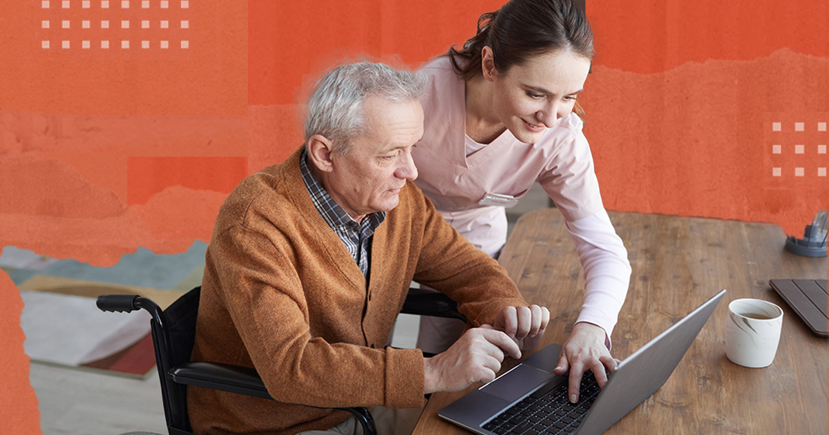 A provider helps a patient use a website